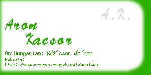 aron kacsor business card